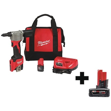 M12 Rivet Tool Kit + M12 XC6.0 Battery MPN:2550-22, 48-11-2460