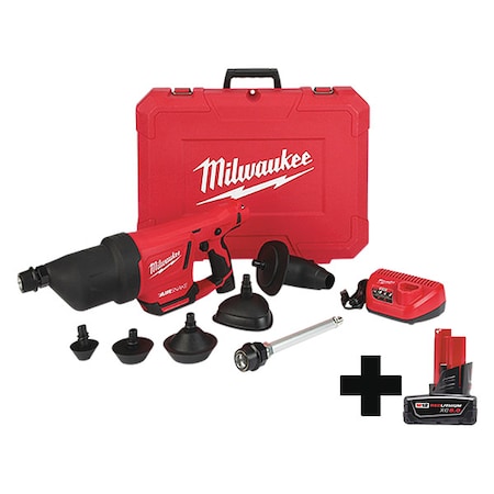 M12 AIRSNAKE Drain Cleaning Air Gun Kit + M12 XC6.0 Battery MPN:2572B-21, 48-11-2460