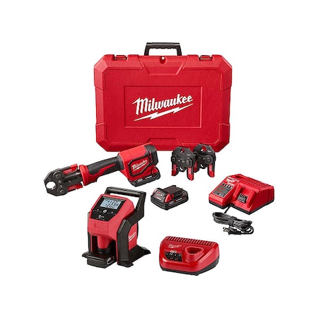 M18 Short Throw Press Tool Kit w/ PEX Crimp Jaws + M12 Compact Inflator Kit MPN:2674-22C, 2475-21XC