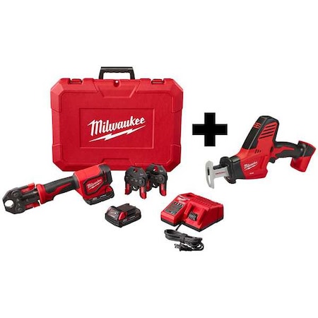 M18 HACKZALL Recip Saw + M18 Short Throw Press Tool Kit w/ PEX Crimp Jaws MPN:2674-22C, 2625-20