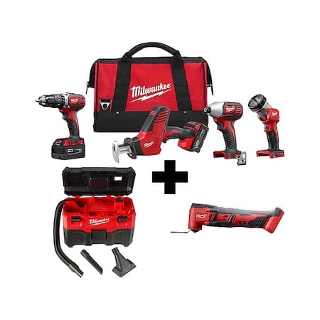 M18 Cordless LITHIUM-ION 4-Tool Combo Kit + M18 Cordless Multi-Tool + M18 2-Gallon Wet/Dry Vacuum MPN:2695-24, 0880-20, 2626-20