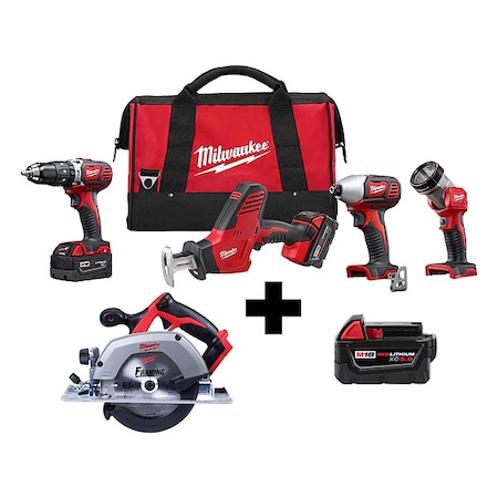 M18 Cordless LITHIUM-ION 4-Tool Combo Kit + M18 XC5.0 Battery + M18 6-1/2