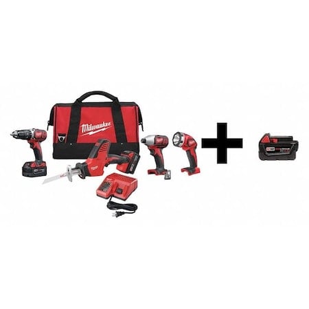 M18 Cordless LITHIUM-ION 4-Tool Combo Kit + M18 XC 4.0 Extended Capacity Battery Pack MPN:2695-24 / 48-11-1840