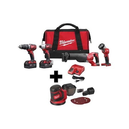 M18 Random Orbit Sander + M18 Cordless LI-ION 4-Tool Combo Kit MPN:2696-24, 2648-20