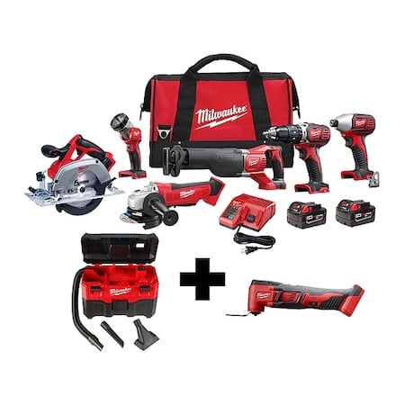 M18 Cordless 6-Tool Combo Kit + M18 Cordless Multi-Tool + M18 2-Gallon Wet/Dry Vacuum MPN:2696-26, 0880-20, 2626-20