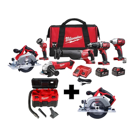 M18 Cordless 6-Tool Combo Kit + M18 2-Gallon Wet/Dry Vacuum + M18 6-1/2