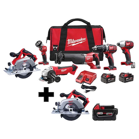 M18 Cordless 6-Tool Combo Kit + M18 XC5.0 Battery + M18 6-1/2