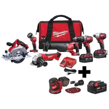 M18 Cordless 6-Tool Combo Kit + M18 Random Orbit Sander + M18 XC5.0 Battery MPN:2696-26, 2648-20, 48-11-1850