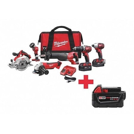 M18 Cordless 6-Tool Combo Kit + M18 XC5.0 Battery MPN:2696-26, 48-11-1850