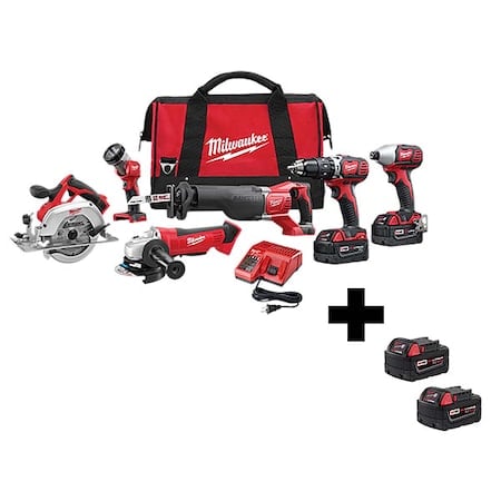 M18 Cordless 6-Tool Combo Kit + M18 XC5.0 Extended Capacity Battery 2-Pack MPN:2696-26, 48-11-1852