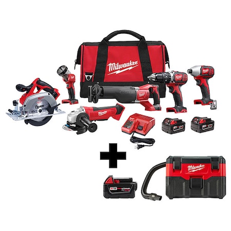 M18 6-Tool. M18 Vacuum. XC5.0 Bat Pack MPN:2696-26, 0880-20, 48-11-1850