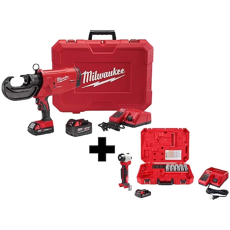 M18 FORCE LOGIC 750 MCM Crimper Kit + M18 Cable Stripper Kit with 17 Cu THHN / XHHW Bushings MPN:2779-22, 2935CU-21S
