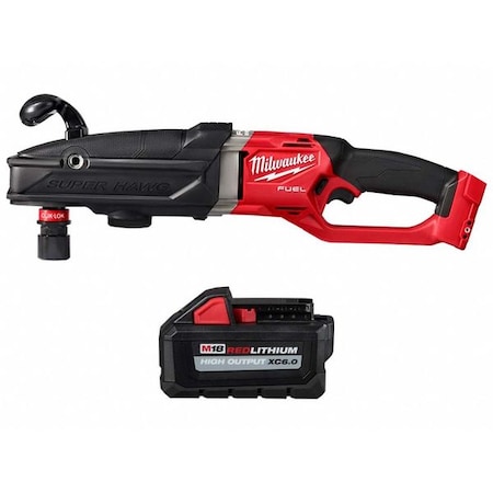 M18 FUEL SUPER HAWG Right Angle Drill w/ QUIK-LOK + M18 HIGH OUTPUT XC6.0 Battery MPN:2811-20, 48-11-1865