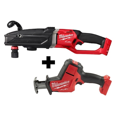 M18 FUEL HACKZALL + M18 FUEL SUPER HAWG Right Angle Drill w/ QUIK-LOK MPN:2811-20, 2719-20