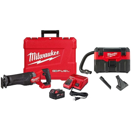 M18 2-Gallon Wet/Dry Vacuum + M18 FUEL SAWZALL Recip Saw - 1 Battery XC5.0 Kit MPN:2821-21, 0880-20
