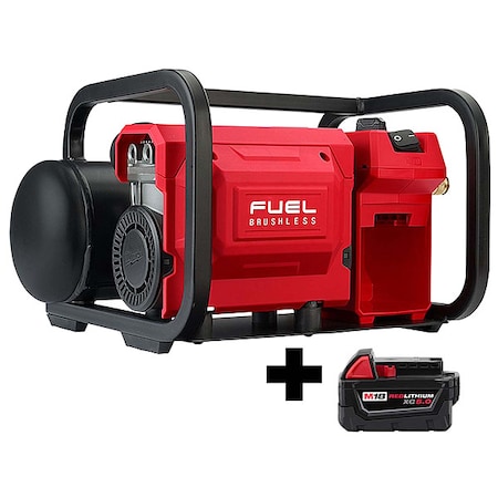 M18 FUEL 2 Gallon Compact Quiet Compressor + M18 XC5.0 Battery MPN:2840-20, 48-11-1850