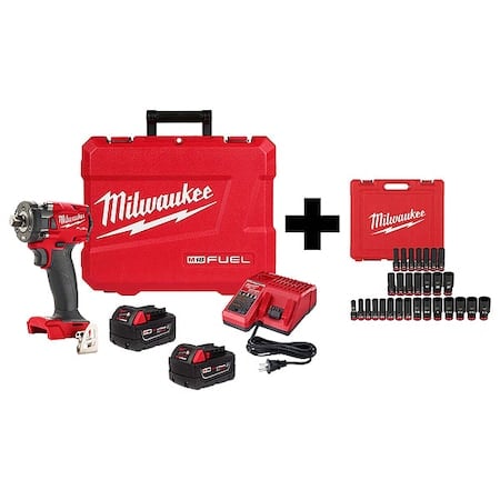 Impact Wrench Kit, Drive Size 1/2 in, Max. Torque 250 ft-lb, 18 V, Includes Batteries (5.0 Ah) MPN:2855P-22R, 49-66-7016