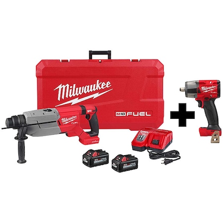 M18 FUEL 1/2 in Mid-Torque Impact Wrench + M18 FUEL 1-1/4 in SDS Plus D-Handle Rotary Hammer Kit MPN:2916-22, 2962-20