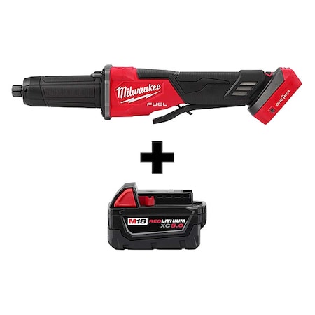 M18 FUEL Variable Speed, Braking Die Grinder, Paddle Switch w/ ONE-KEY + M18 XC5.0 Battery Pack MPN:2984-20, 48-11-1850