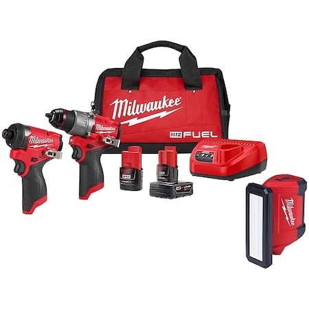 M12 FUEL 2-Tool Combo Kit + M12 ROVER Service and Repair Flood Light w/ USB Charging MPN:3497-22, 2367-20