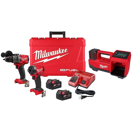 M18 FUEL 2-Tool Combo Kit + M18 18V Cordless Tire Inflator MPN:3697-22, 2848-20