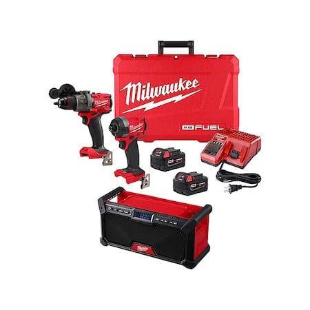 M18 FUEL 2-Tool Combo Kit + M18 Bluetooth Jobsite Radio MPN:3697-22, 2952-20