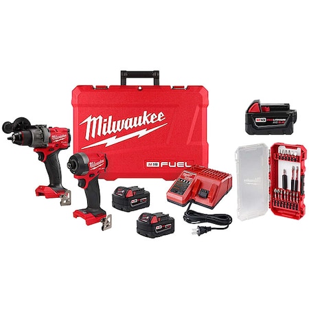 SHOCKWAVE Impact Duty Driver Bit Set -18PC + M18 FUEL 2-Tool Combo Kit + M18 XC5.0 Battery MPN:3697-22, 48-11-1850, 48-32-4403