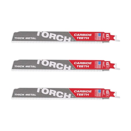 Reciprocating Saw Blade Combo Pack, The Torch with Carbide Teeth, 9 in, 7 TPI, 3-Pack MPN:48-00-5202, 48-00-5202, 48-00-5202