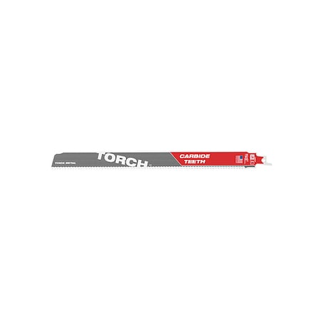 Reciprocating Saw Blade for Thick Metal, 12 in. 8 TPI SAWZALL THE TORCH with Carbide Teeth MPN:48-00-5203