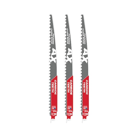 12 in. 3 TPI SAWZALL THE AX w/ CARBIDE TEETH Reciprocating Saw Blade for Pruning & Clean Wood (3 pk) MPN:48-00-5333