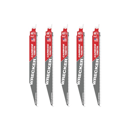 9 in. 6 TPI SAWZALL THE WRECKER with CARBIDE TEETH Multi-Material Reciprocating Saw Blade (5 pk) MPN:48-00-5542