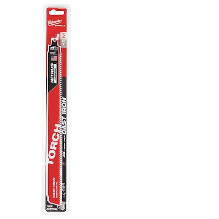 12 in. 8 TPI SAWZALL THE TORCH w/ NITRUS CARBIDE Reciprocating Saw Blade for Cast Iron & Metal, 5 PK MPN:48-00-5563