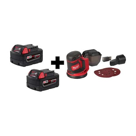 M18 Random Orbit Sander + M18 XC5.0 Extended Capacity Battery 2-Pack MPN:48-11-1852, 2648-20