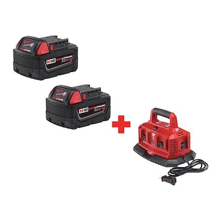 M18 XC5.0 Batteries 2-Pack + M18 Six Pack Sequential Charger MPN:48-11-1852, 48-59-1806