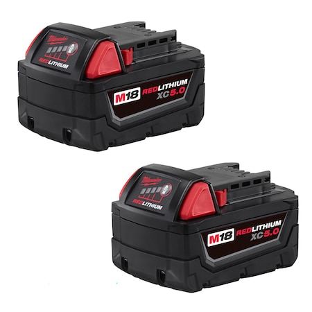 M18 REDLITHIUM XC5.0 Battery, 5.0Ah, Extended Capacity, 18V, Li-Ion, Batteries, 2PK MPN:48-11-1852