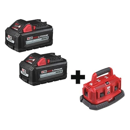 M18 HIGH OUTPUT XC6.0 Batteries, 2-Pack + M18 Six Pack Sequential Charger MPN:48-11-1862, 48-59-1806