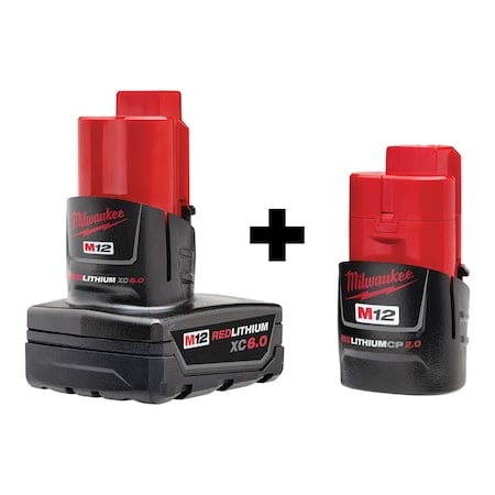 M12 XC6.0 Battery + M12 CP2.0 Battery MPN:48-11-2460, 48-11-2420