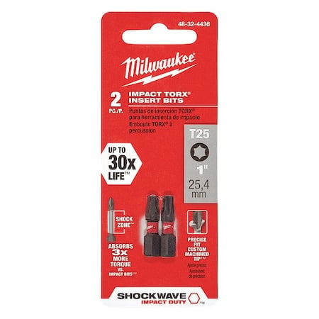 SHOCKWAVE Impact Torx T25 Insert Bits (2 PK) MPN:48-32-4436