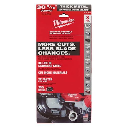 30-9/16 in. 8/10 TPI Extreme Thick Metal Compact Portable Band Saw Blades (3 pk) MPN:48-39-0630