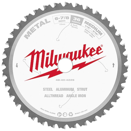 6 7/8 in. 36 Tooth Metal Cutting Circular Saw Blade (20mm Arbor) MPN:48-40-4225