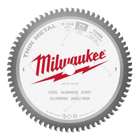 7 1/4 in. 70 Tooth Thin Metal Cutting Circular Saw Blade (5/8 in. Arbor) MPN:48-40-4240