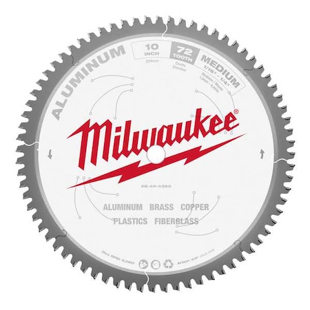 10 in. 72 Tooth Aluminum Cutting Circular Saw Blade (5/8 in. Arbor) MPN:48-40-4360