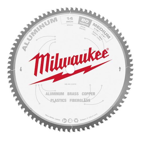 14 in. 80 Tooth Aluminum Cutting Circular Saw Blade (1 in. Arbor) MPN:48-40-4370