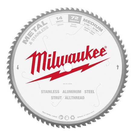 14 in Metal & Stainless Cutting Circular Saw Blade (1 in Arbor) MPN:48-40-4505