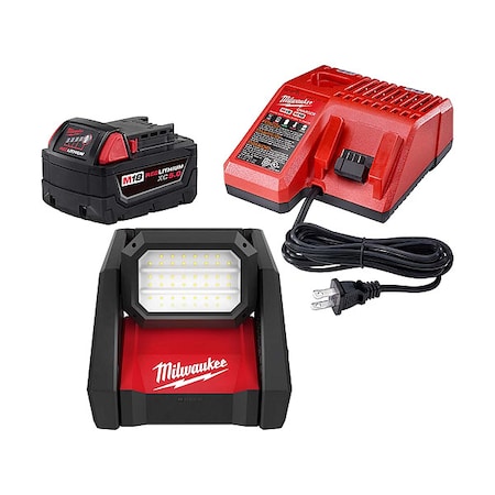 M18 ROVER Dual Power Flood Light + M18 XC5.0 Starter Kit MPN:48-59-1850, 2366-20