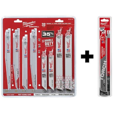SAWZALL Demo and THIN KERF Blade Set 32 Pc + 9