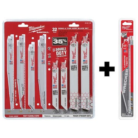 SAWZALL Demo and THIN KERF Blade Set 32 PC + 9