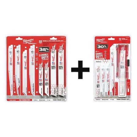 SAWZALL Demo and THIN KERF Blade Set 32 Pc + SAWZALL Demolition Blade Set, 12PC MPN:49-22-1132, 49-22-1129