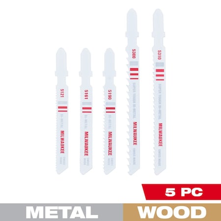 5 pc. Bi-Metal T-Shank Jig Saw Blade Set MPN:49-22-1178