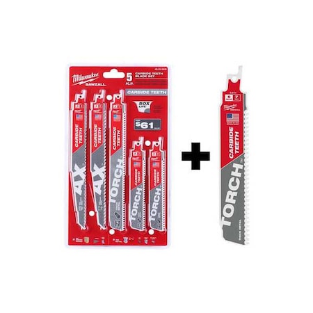 5PC SAWZALL Carbide Wood & Metal Reciprocating Saw Blade Set + 6
